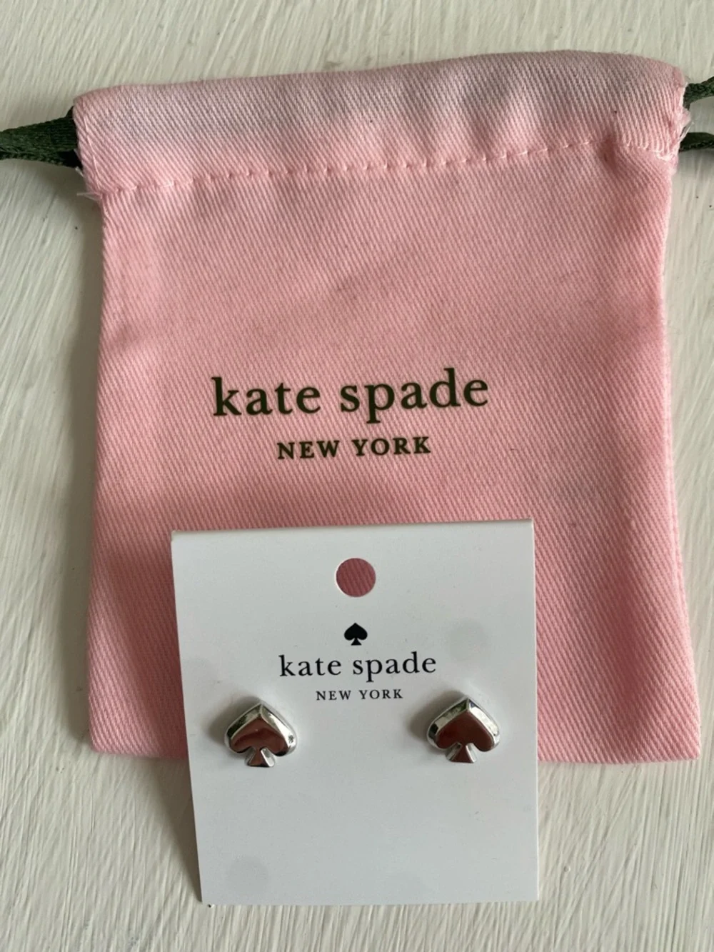 Kate Spade Silver Everyday Spade Stud Earrings with Dust Bag